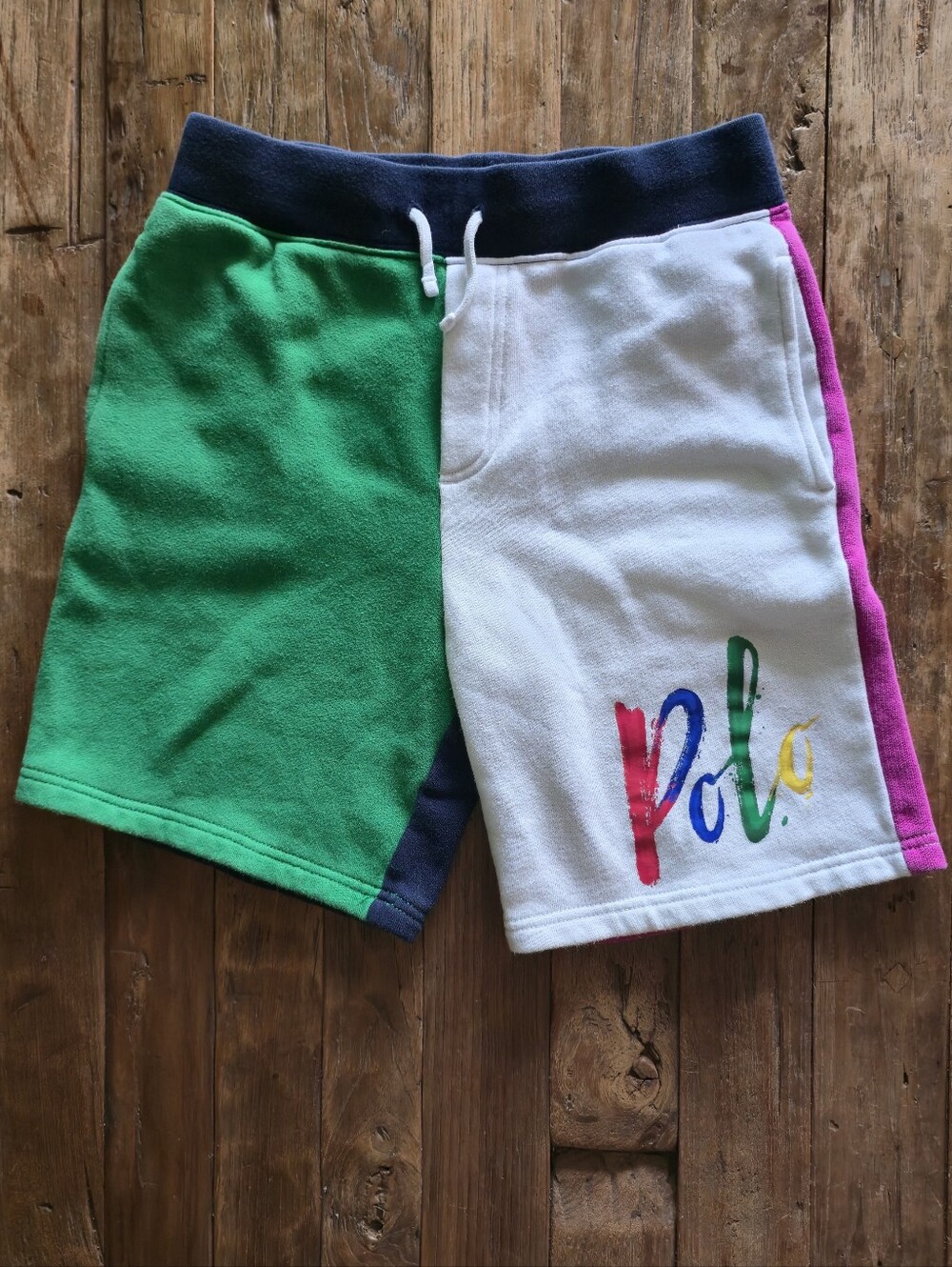 POLO Ralph Lauren Boys Classic Color Block Fleece Shorts Sz M  .